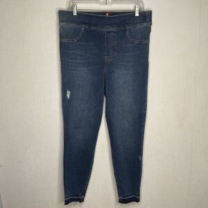 Spanx HighRise Distressed Stretch DarkWash Ankle Skinny Jeans Women Plus Size 1X